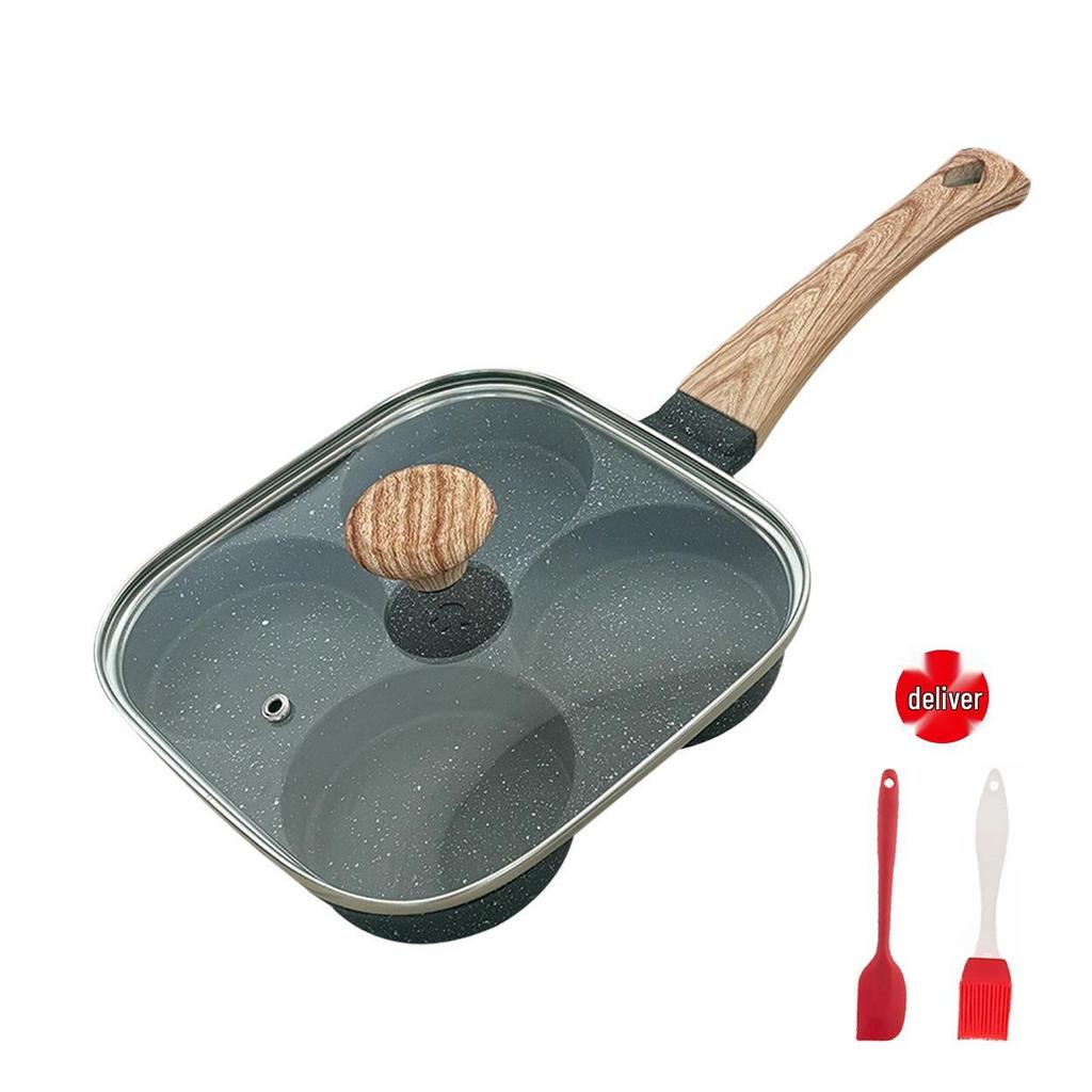 Maifan Stone Non-Stick Four-Hole Egg Pan with Lid