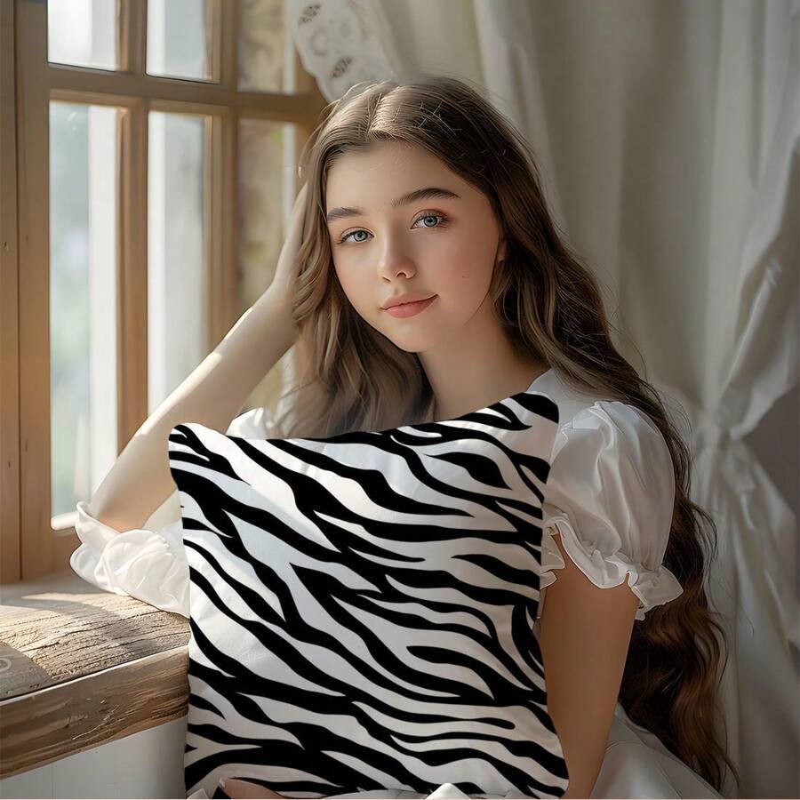 Zebra Streifen Muster Kissenbezug Schwarz und Weiß Tierdruck Dekorative Kissenhülle Modernes Zuhause Wohnzimmer Schlafzimmer Dekor