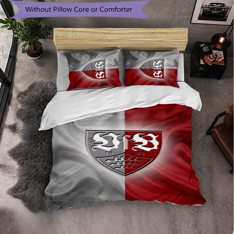 Biancheria da letto a tema VfB Stuttgart Set 3 Pezzi Copripiumino Biancheria da letto Decorativa per Camera Adolescenti Decorazione Casa