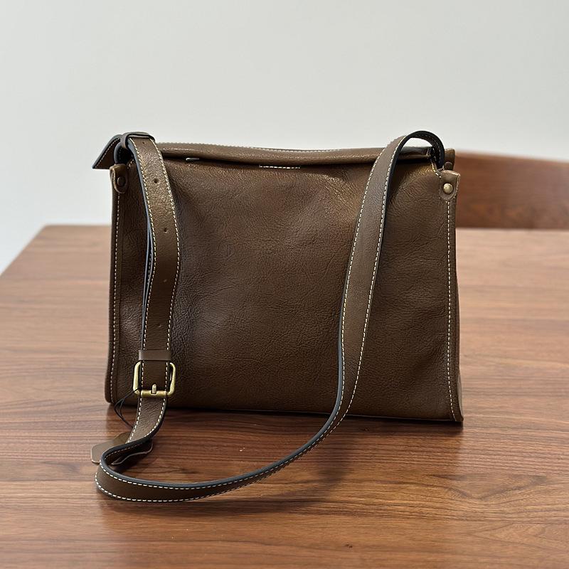 Johnature Genuine Leather Large Capacity Women's Bag Versatile Commuting Soft Cowhide Shoulder Crossbody Bag