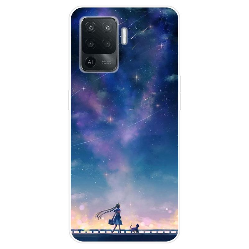 

Для OPPO Reno5 lite Чохол Reno 5 lite М яка силіконова задня кришка Чохол для телефону з мультфільмом Зоряне небо For OPPO Reno5 lite