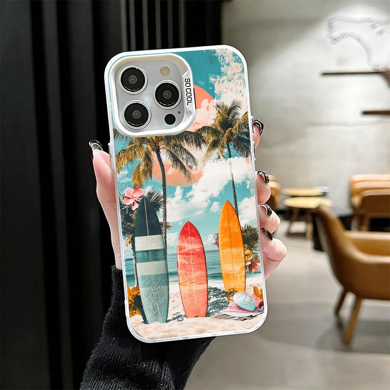 Surfboard Surfing Surf Summer Soft Phone Case for iPhone 15 16 17 Pro Max 17Air 16E 14 Plus 13 12 Mini Shockproof Cover Back She