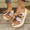 Fashion Multi-color Fashion Floral Bow Slippers   Summer Breathable Soft-soled Sandals