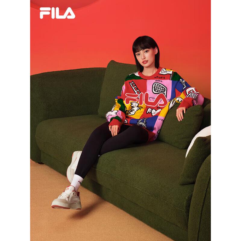 FILA Unisex Square Plaid Graffiti Knit Sweater
