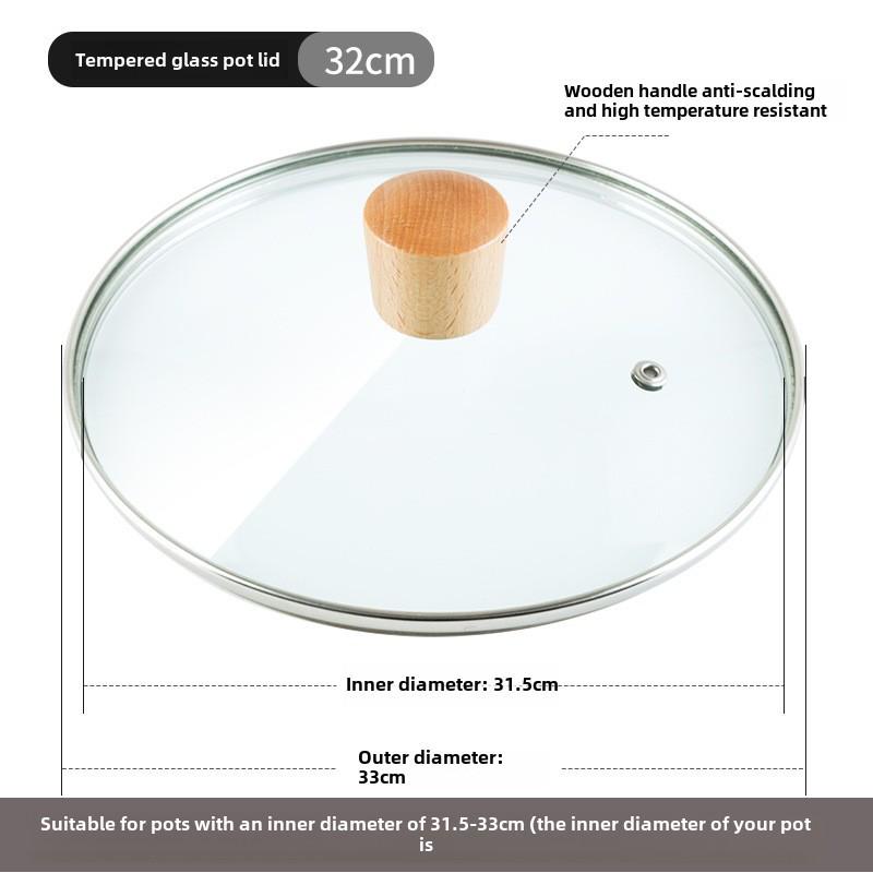 Universal Tempered Glass Pot Lid, Transparent, Heat Resistant, Fits 14-34cm Cookware