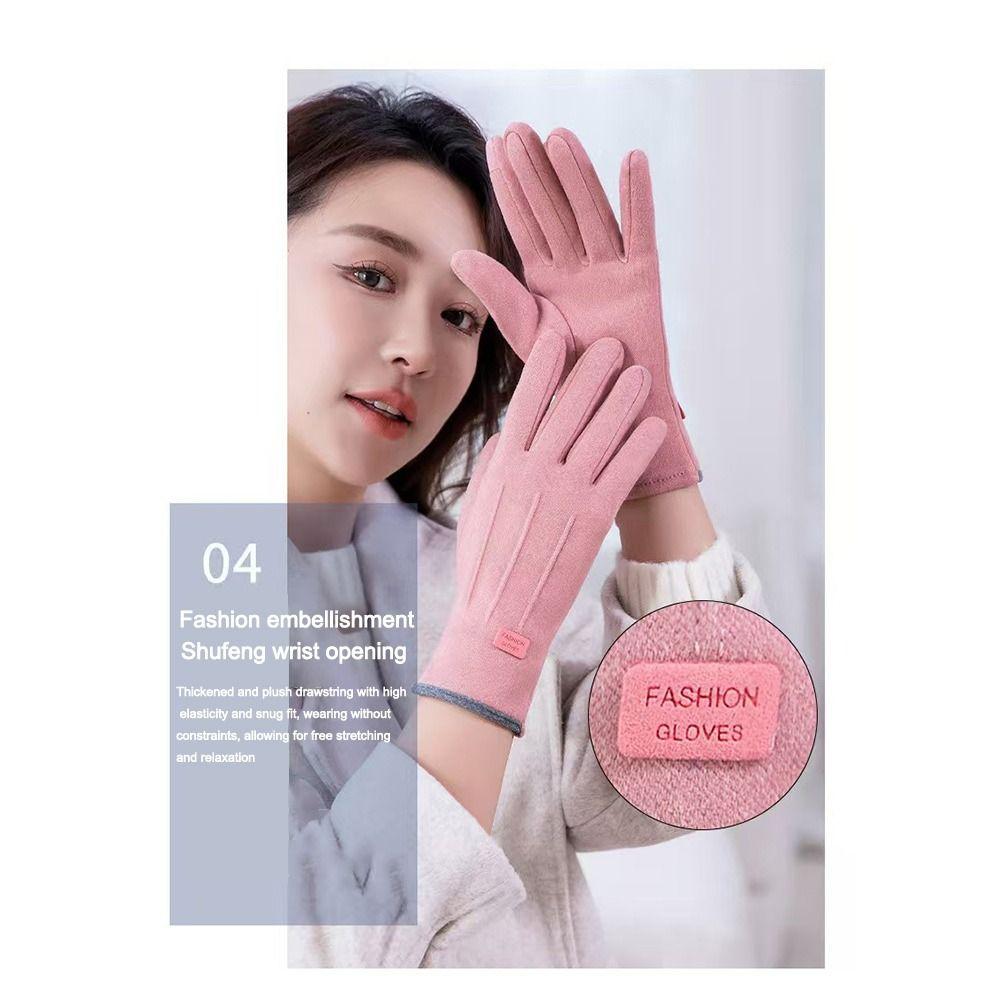 Vintage Windproof Touch Screen Gloves Thick Wear-resistant Cycling Gloves Winter Full Finger Warmer Glove