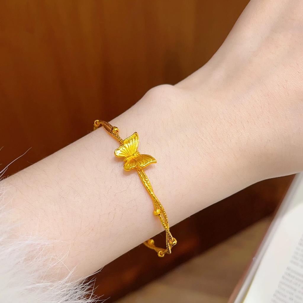 Silk Flower Butterfly Wrap Bracelet Women's Niche Light Luxury Bracelet Chain Bracelet