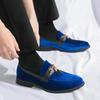 Men's Blue Tassel Loafers Suede Flat Soled Shoes Slip-on Light Comfortable Driving Flats Casual Shoes Lazy Loafers Mo-358