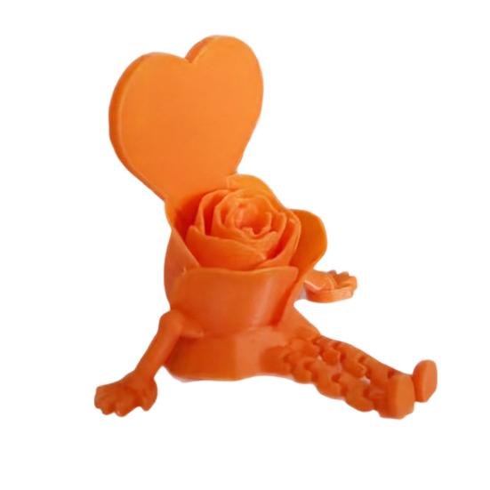 

Mother s Day Heart Rose Figurine 3D Printed Articulated Figure with Dangling Legs Sentimental Gift for Mom Grandma Her помаранчевий
