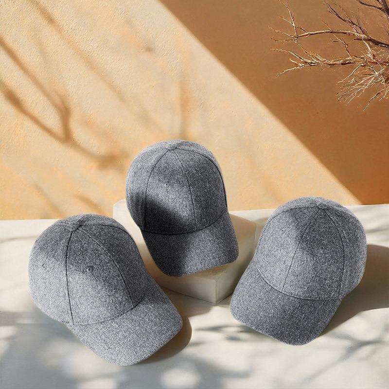 Autumn and Winter Wool Woolen Baseball Hat Men and Women Autumn and Winter Thickened Thermal Cap Dongguan High-quality Hat