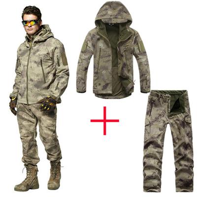 Men's Autumn and Winter Warm Outdoor Tactical Suit Overalls Suit Warm Jacket + Trousers 2-piece Set