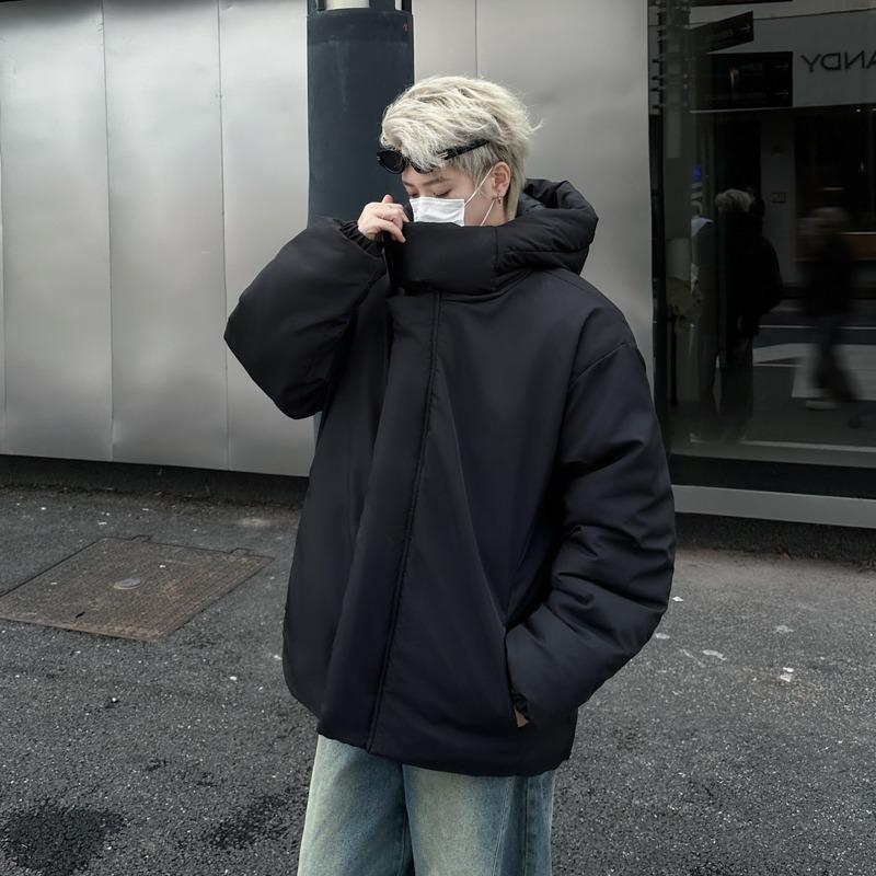 

Men s Stylish Winter Hooded Cotton Jacket - High-End European & American Street Style Large чорний