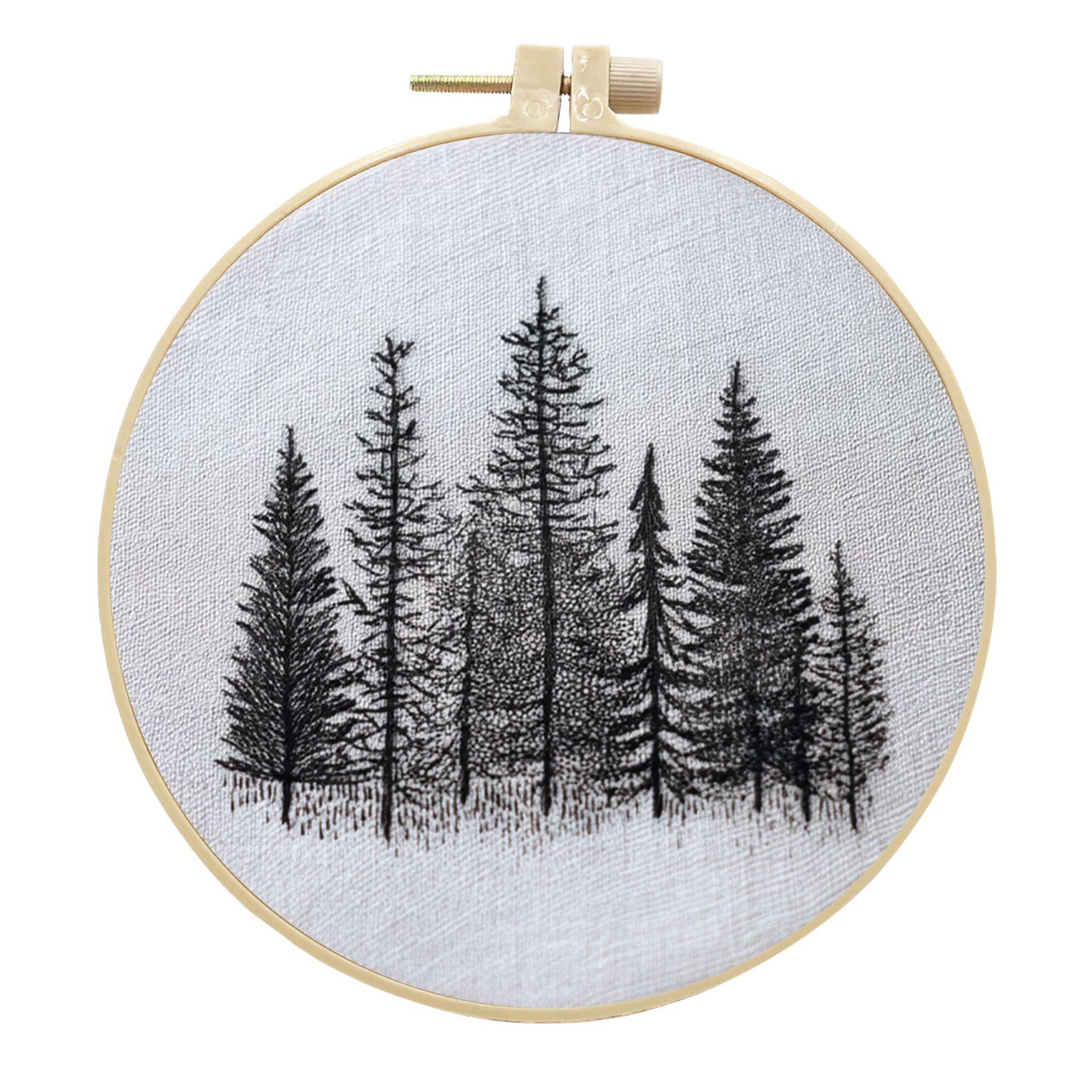 

1 шт. Набор для вышивания «Лесной пейзаж» DIY из ткани с инструментами 15cm