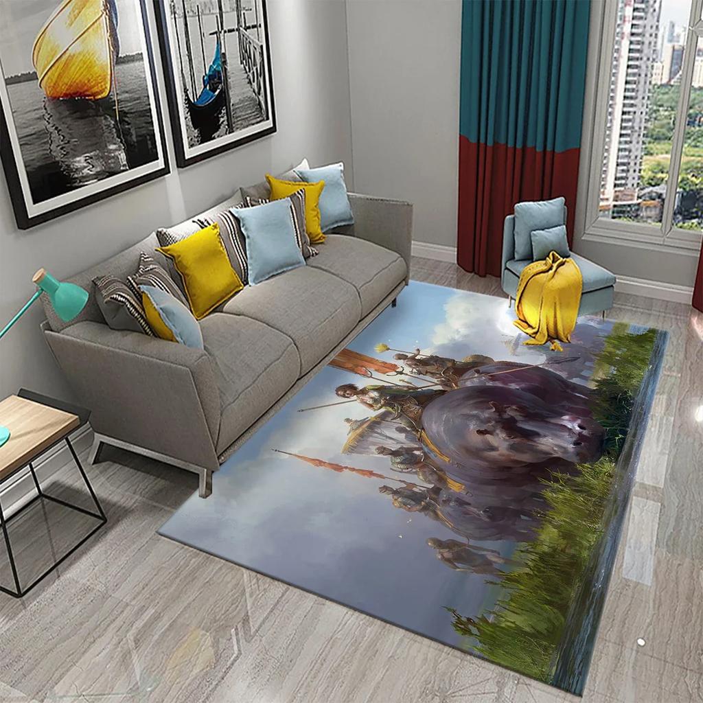 3D Nilpferd Teppich Liebliches Tier Fußmatte für die Haustür Willkommensmatten Rutschfest Küchen Badezimmer Schlafzimmer Teppich Boden Heimdekor Moderne Teppiche