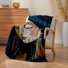 1pc Monet-Style Abstract Woman Face Print Plush Fleece Blanket - Mauve Teal/Navy Blue Golden Beige Soft Thick All-Season Luxur