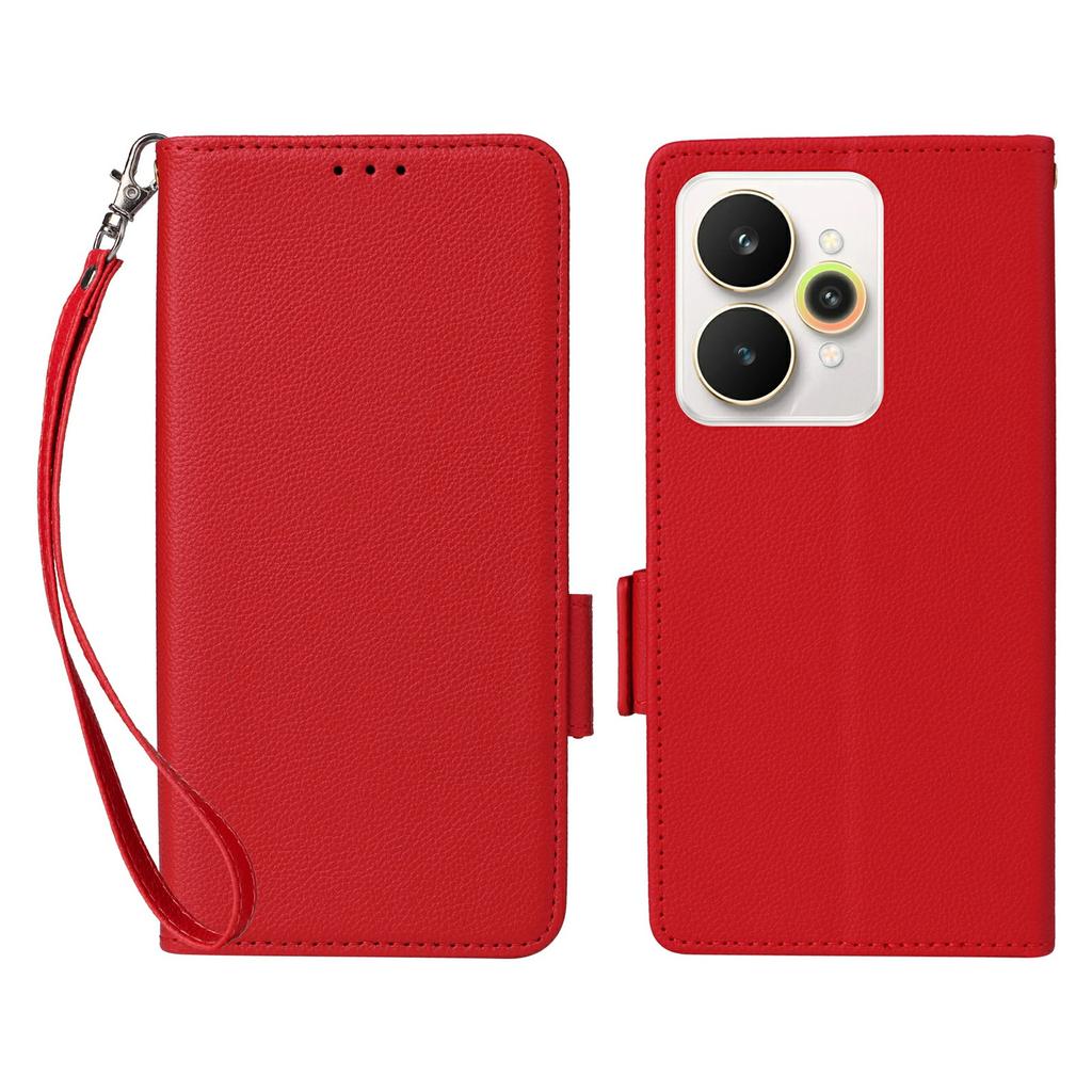 Für Realme 15 Pro 5G/15 5G Hülle mit Handschlaufe Litschi-Textur PU-Leder Brieftasche Handyhülle