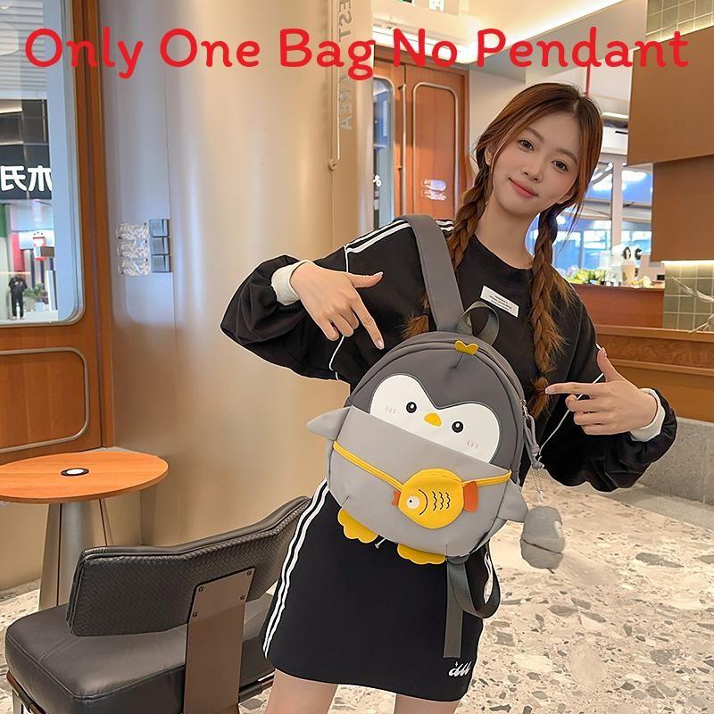 Fun Penguin Cartoon Backpack With Spacious Compartments For Girls Casual Wear