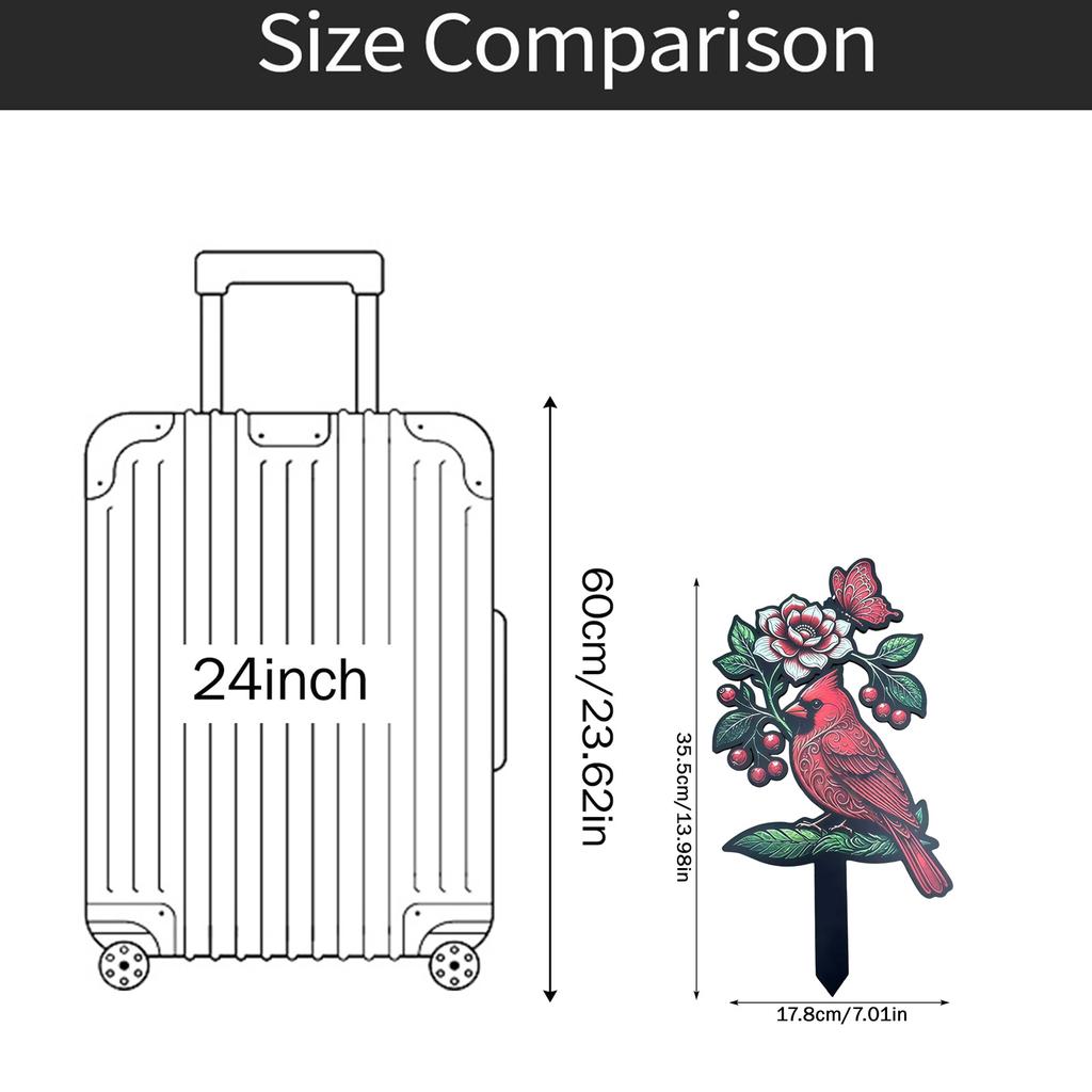 2D Acrylic Garden Stake Featuring Bird and Floral Design Suitable for Outdoor Lawn Decoration and Yard Ornament
