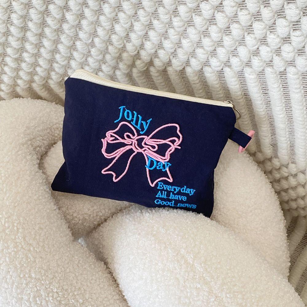 

Wallet Lipstick Storage Bag Korean Style Small Cosmetic Bag Bow Embroidery Coin Purse Girls