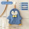 JINGRUIXIANG Cute Penguin Coral Fleece Hand Towels (2-Pack)