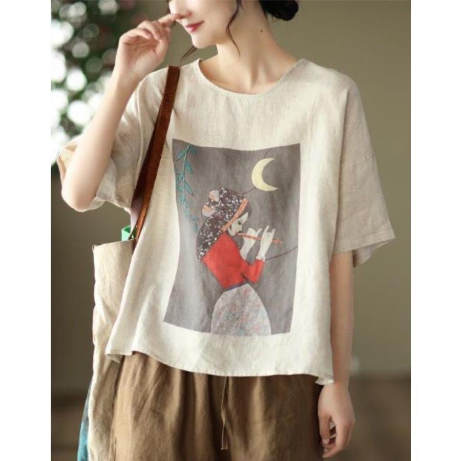 Women's Short Sleeve Round Neck Floral Print Blouse