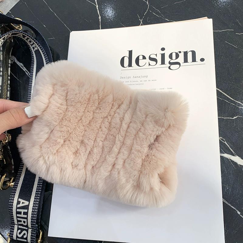 Rex Rabbit Hair Neck Cover Women's Winter Elastic Mesh Scarf Headband Versatile Real Fur Plush Headgear Children's Scarf