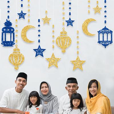 EID Mubarak Virvelbanner Stjärna Måne Takhängande Ornament Ramadan Kareem Dekoration för Hemma 2025 Islam Muslimska Festartiklar