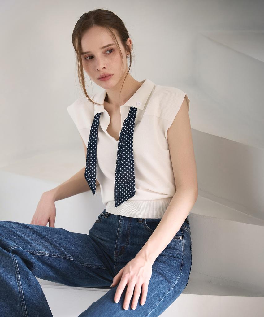 HYFVE Dot Ribbon Point Sleeveless Knit Top