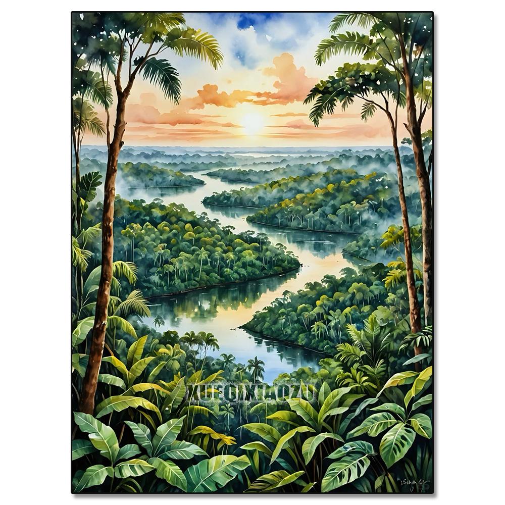 

Акварельный пейзаж, серия растений, алмазная живопись, украшение, парусник, сделай сам, полный комплект для вышивки крестом, подарок Full Round 30x40CM