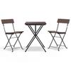 VidaXL Ensemble de bistro pliable 3 pcs Marron Résine tressée, ensemble de bistrot, table et chaises de jardin, ensemble 319990