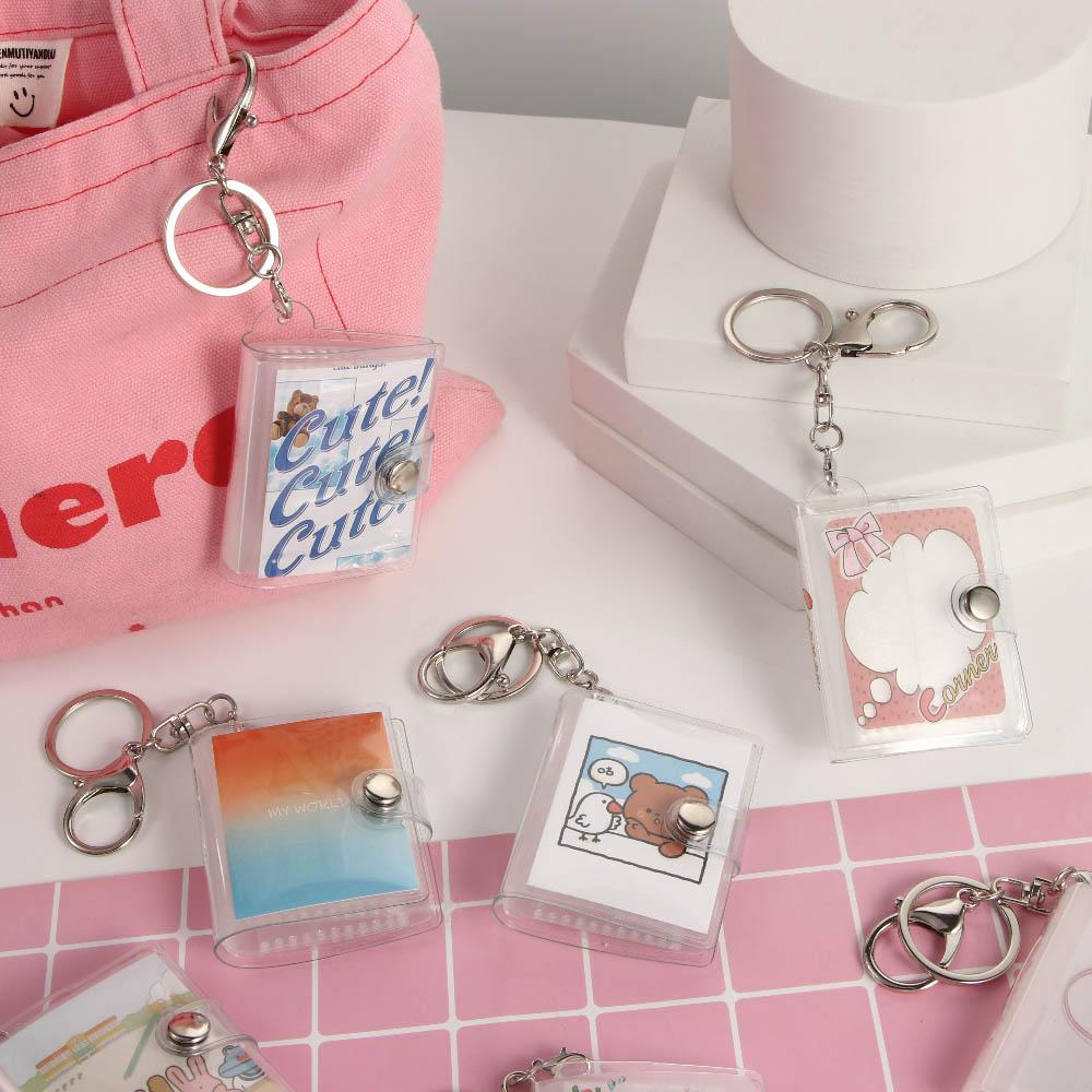 Pocket Pictures Storage Card Bag Photo Album Keychain Card Book Keyring Collection Card Holder