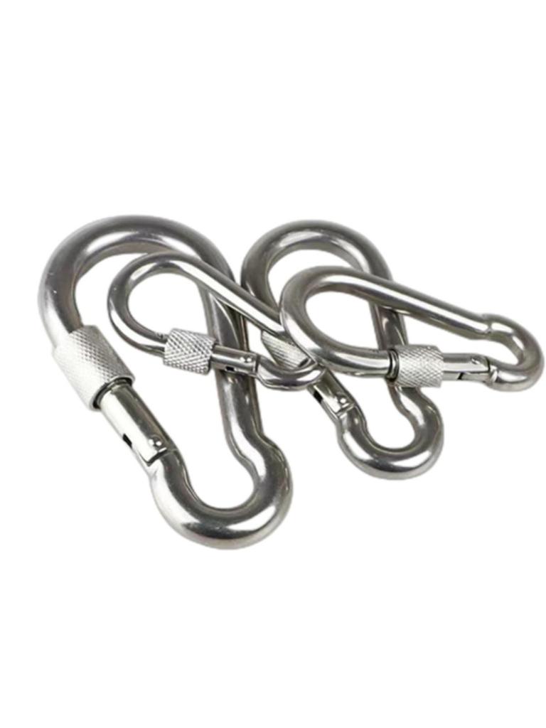 304 Edelstahl Karabinerhaken mit Schloss & Buchse für Schlüsselanhänger/Hundeleine