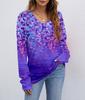 Europe, America wish Amazon independent station autumn and winter new V-neck printing long-sleeved women's T-shirt top