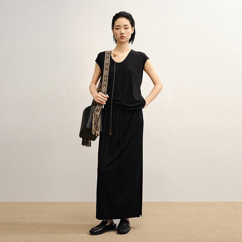 LESS 2025 Autumn Drawstring Sleeveless Blended T-Shirt S