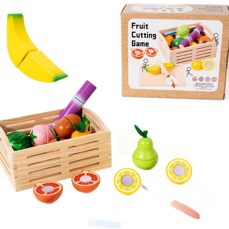Wooden Fruit Cutting Playset: Hands-on Educational Kitchen Toy for Early Learning