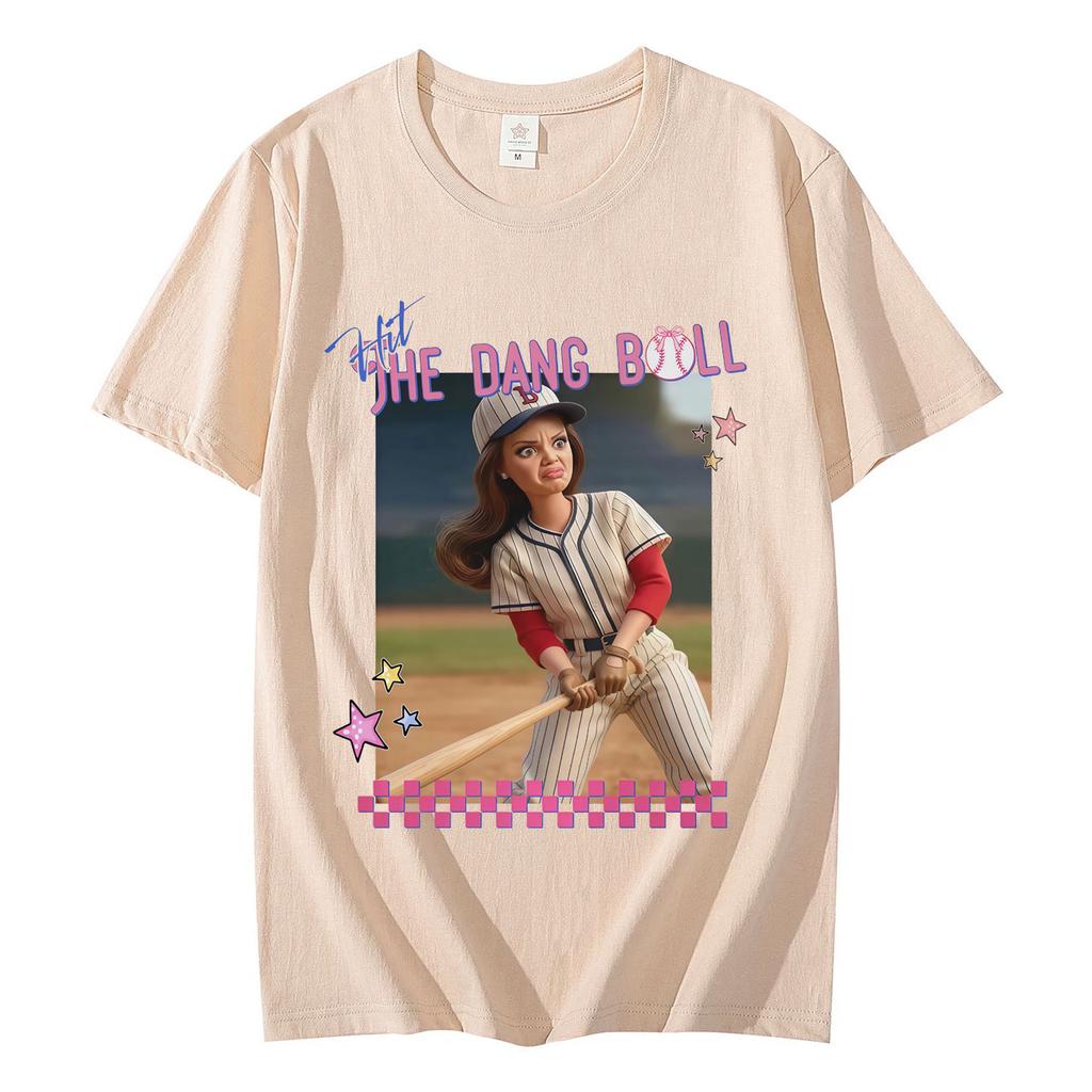 Hit The Dang Ball Funny Baseball Mom Tshirt High Quality Fashion Oversized T Shirts Unisex Casual Cotton Short Sleeve Tshirts