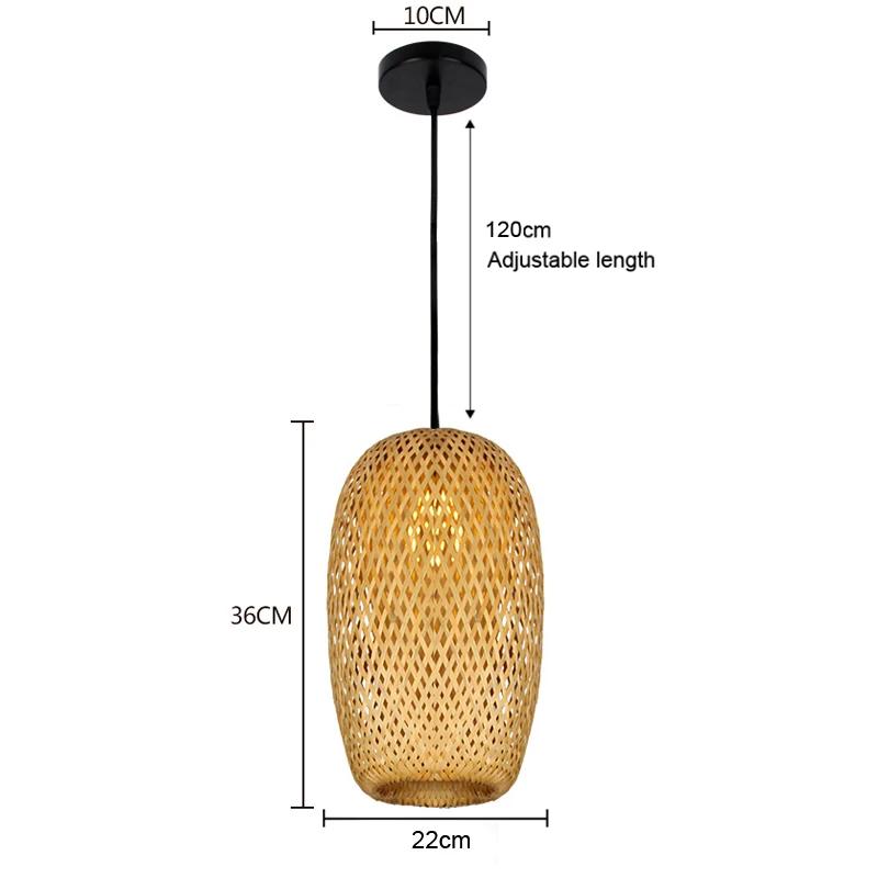 Bamboo Pendant Lights Hand Woven Ceiling Weaving Chandelier Lamp Rattan Wicker Hanging LED Fixtures Home Bedroom Bamboo Art Lamp