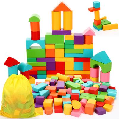 Kolorowe drewniane klocki do budowania dla dzieci o dużych elementach, zabawki edukacyjne puzzle dla niemowląt