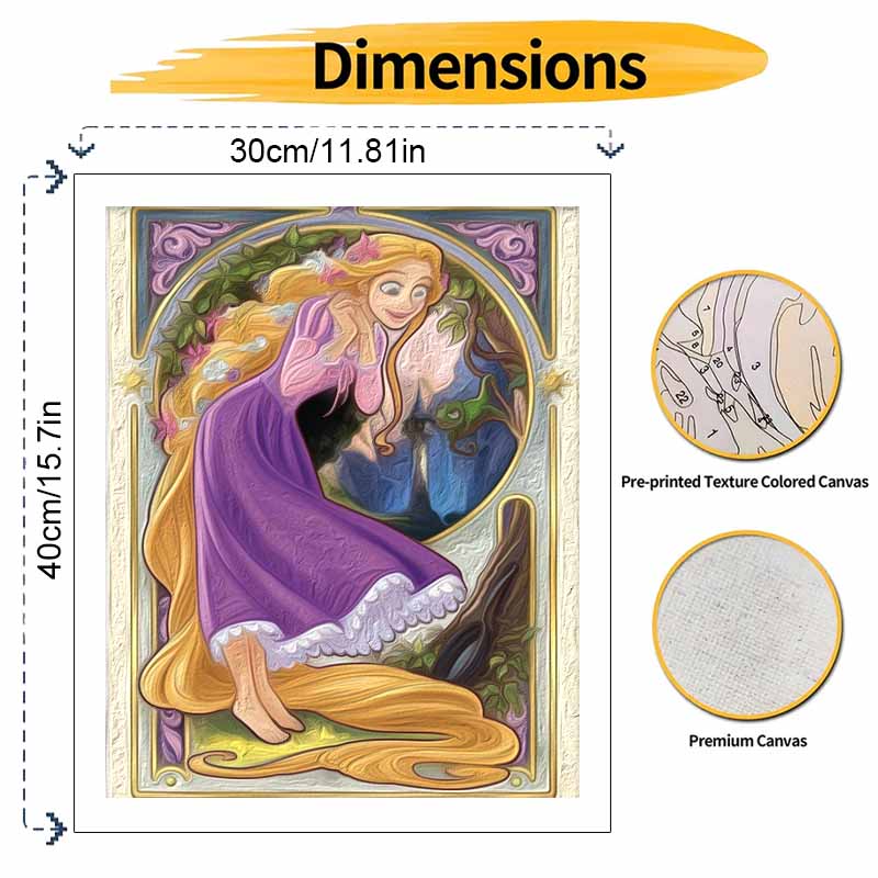 Disney Rapunzel Paint By Numbers Hand Painting Kit. Art Nouveau Home Decor Gift