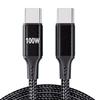 PD100W Charging USB C Cable Type C To Type C 1M Fast Charging Wire Nylon Braided For Mobile Devices