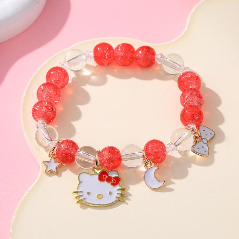 Sanrio Cinnamoroll Crystal Beaded Bracelet - Handmade Cartoon Gift for Female Students, Friends, and Couples.