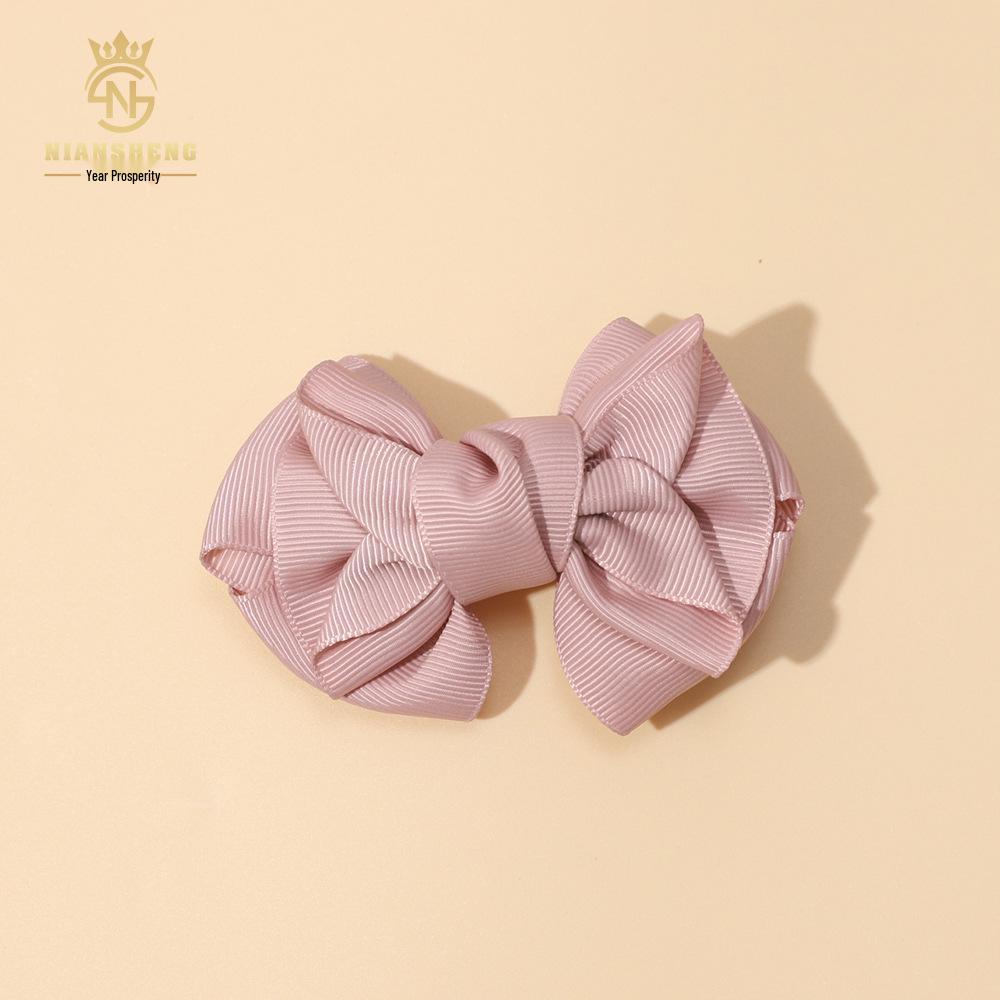 Korean Handmade Pink Bow Hair Clips for Girls