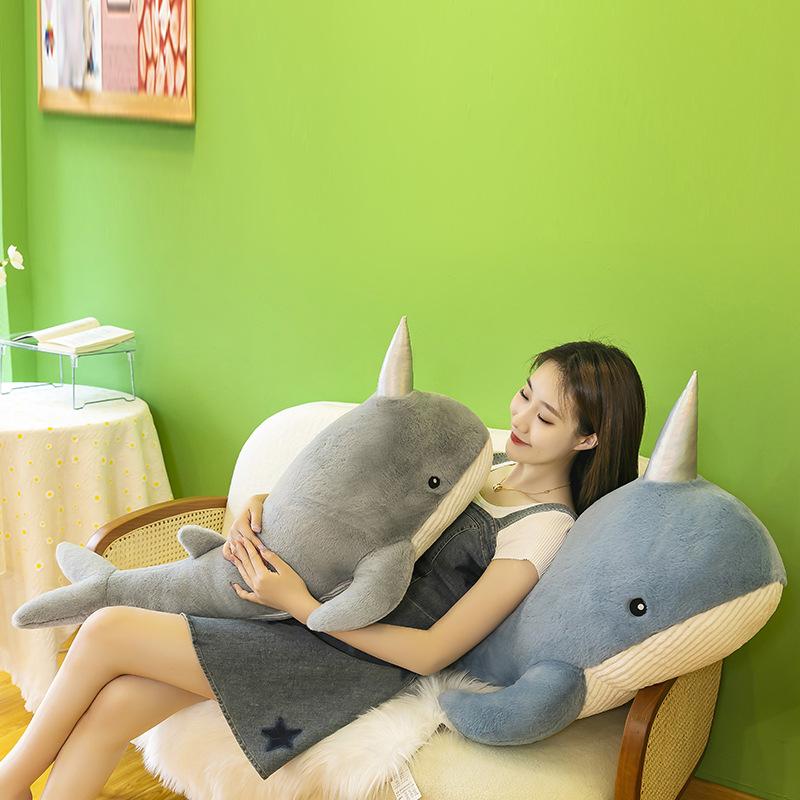 Big Mouth Shark Plush Toy Throw Pillow One Horned Whale Doll Bed Cushion Pillow Doll