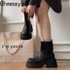 Retro Chunky Heel Women Ankle Fashion Round Toe Zippers Autumn Winter Mordern Short Botines Para Mujeres
