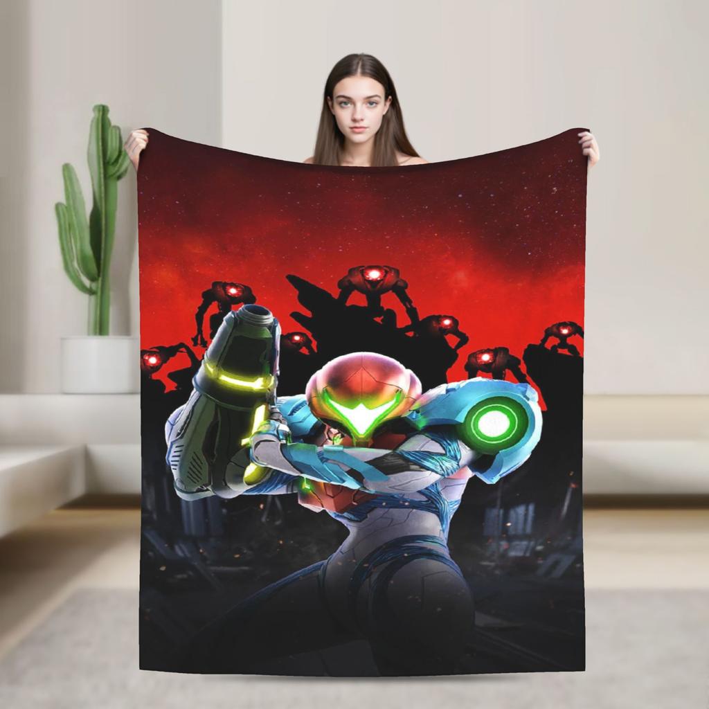 Metroids Hero Game Blankets Flannel Vintage Breathable Throw Blanket for Bed Sofa Winter