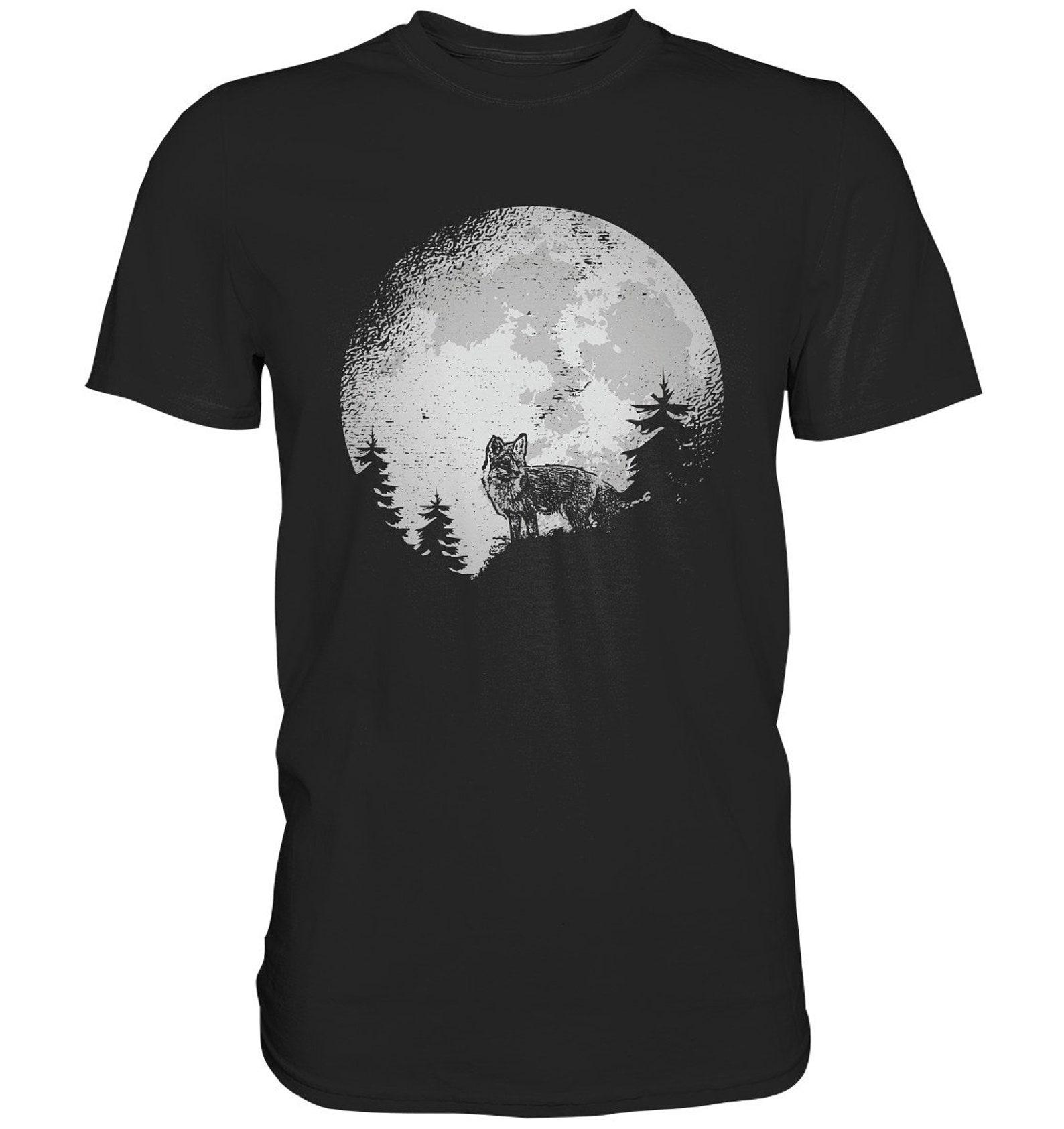 Fox shirt forest animals full moon gift idea foxes tshirt XL