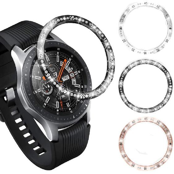 FitTurn Compatible with Samsung Galaxy Watch 46mm/Gear S3 Frontier/Classic Bezel Ring Styling,Bling Inlay Crystal Adhesive Anti Scratch & Collision
