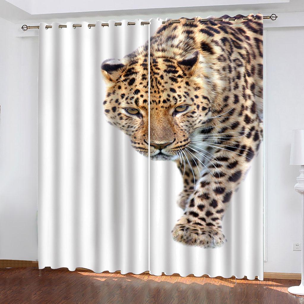 Závěsy do obývacího pokoje Extra dlouhé 3D zvířecí divoký leopardí zatemňovací závěs, pokojový závěs Okno do ložnice, balkónové závěsy