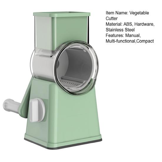 6-in-1 Rotary Vegetable Cutter Handheld Food Chopper with Stainless Steel Blades Kitchen Gadget for Grating Slicing Dicing