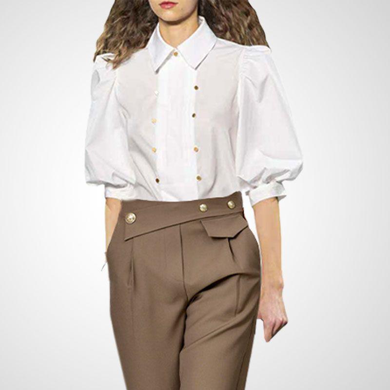 

Модный топ для меньшинств, стройнящий, в стиле ретро, нежный White (one-piece Tops) L